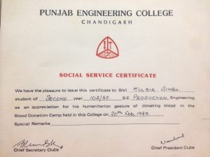 Social Service at PEC - Kulbir Singh